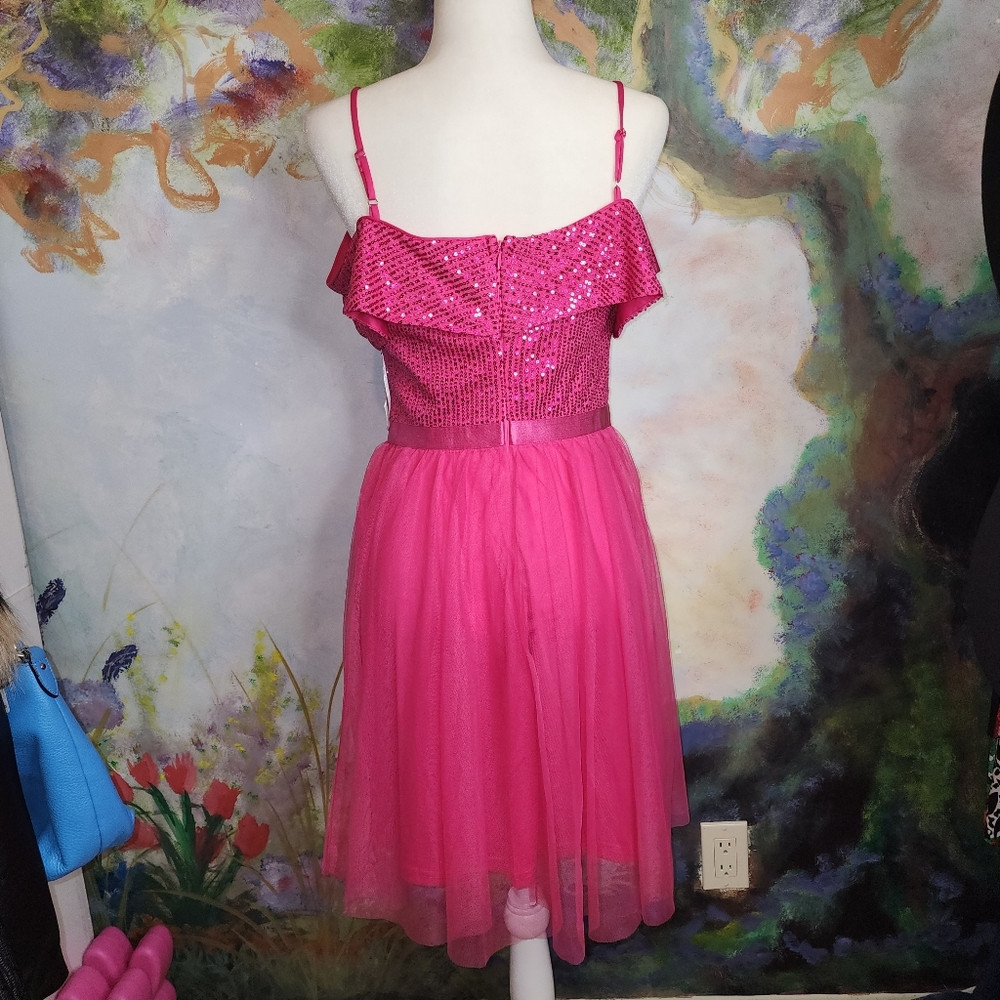 NWOT Wedtrend Sequin Off Shoulder W Adjustable Spagetti Straps with Tulle Skirt - Picture 5 of 9